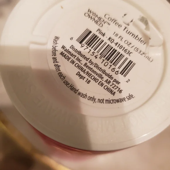 Coffee Tumbler + Bracelet Scream & Sugar 18 oz Slipon Pink Stone Goldtone Metal - Picture 4 of 7